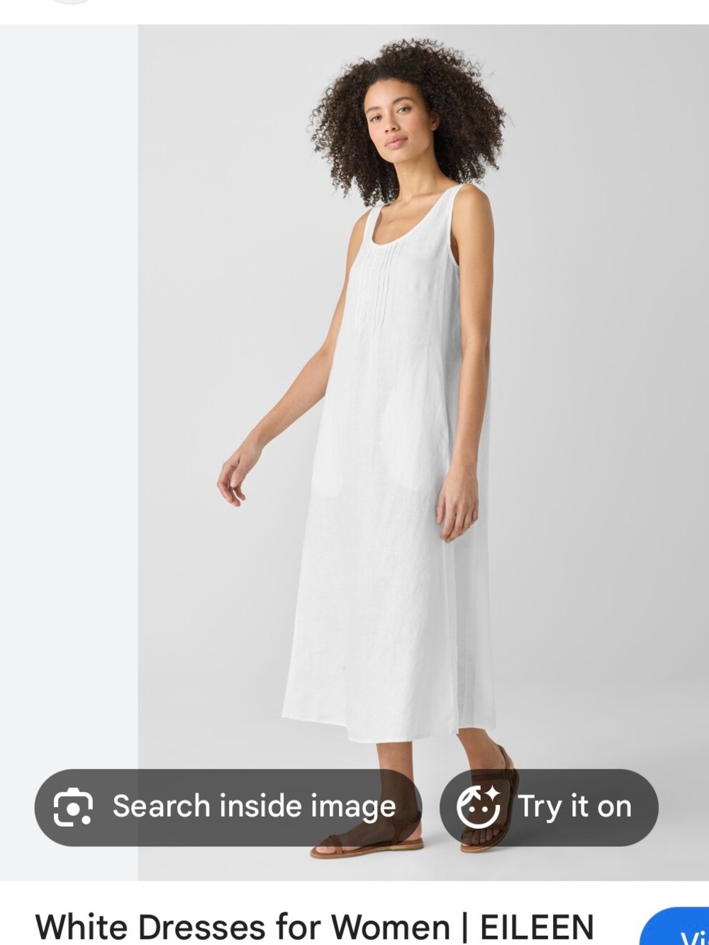 Eileen Fisher White Sleeveless linen  Maxi Dress